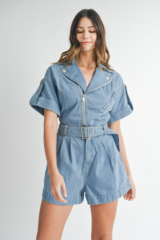 Sky denim romper