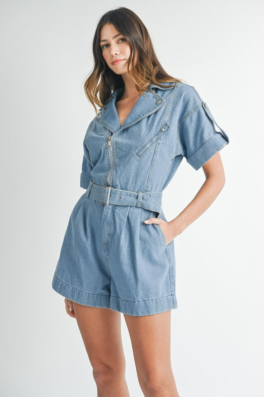 Sky denim romper
