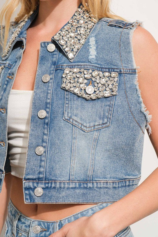 Vest Studded Denim